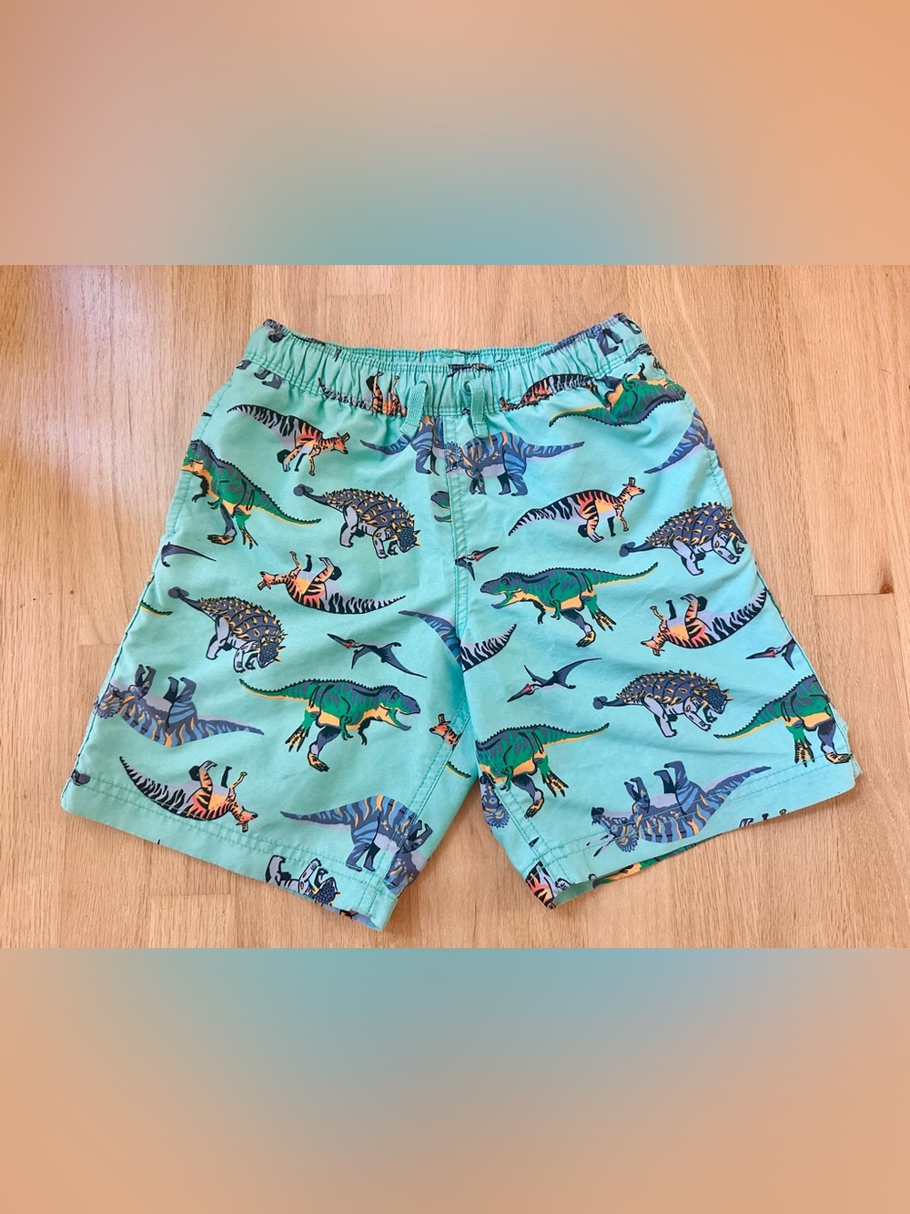 Hanna Andersson Aqua Dinosaur Swim Trunks Sz 130 cm / 8